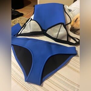 Blue gray white bikini/swimsuit triangle new with bag